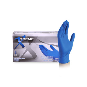 Ammex Blue Nitrile Gloves Extra Durable <b>Powder</b> Free <b>Textured</b> Heavy Duty Disposable Safety Gloves - Product Image 3