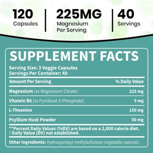 OEM Vegan citrato di magnesio integra capsule di citrato di magnesio con vitamina B6 e L-teanina <span class=keywords><strong>per</strong></span> il supporto costipazione del sonno - Product Image 2