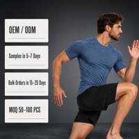 T-shirt de sport pour homme, coupe ajustée, en polyester recyclé et élasthanne, séchage rapide, perforations laser, fabrication OEM sur mesure.