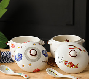 Pentola in Ceramica Stile Giapponese da 2L con Coperchio, Utensile da Cucina per Uova, Nidi di Uccelli, Stufati e Hot Pot per Uso Domestico - Product Image 4