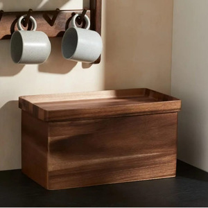 Caja de joyería de madera de nogal, caja de almacenamiento rectangular de madera maciza de gran capacidad para uso doméstico - Product Image 1