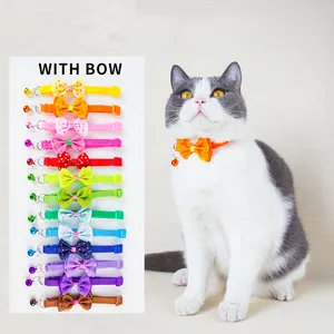 Üretici toptan çok renkler tasarım ayarlanabilir çan yay köpek kedi tasma