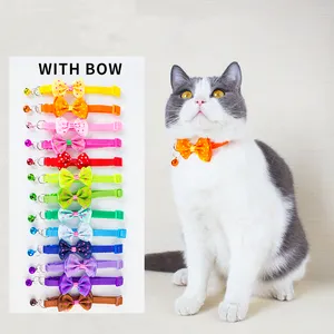 Manufacturer wholesale multi-colors design adjustable bell bow dog cat collar