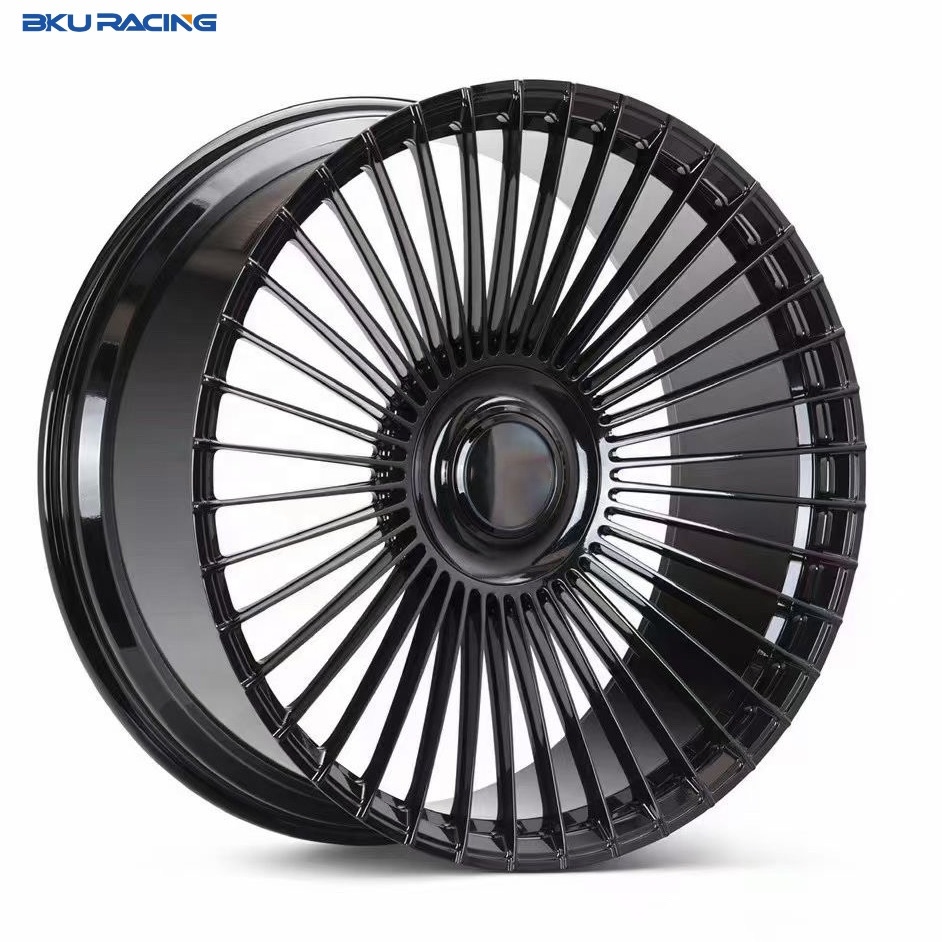 Bku racing 22 pouces roues 5x114.3 en alliage forgé personnalisé roues de voiture de tourisme moyeu hyper jantes noires pour rolls royce bentley mercedes