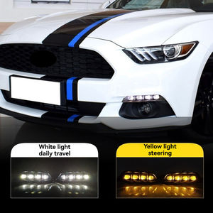 <span class=keywords><strong>Feux</strong></span> antibrouillard LED tricolores pour Ford <span class=keywords><strong>Mustang</strong></span> 2015-2017, pare-chocs avant, étanches, DRL, clignotants séquentiels - Product Image 1