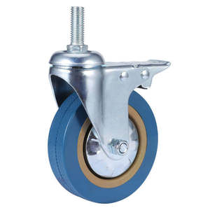 Roulettes pivotantes en caoutchouc PU silencieuses grises pour climatiseurs, chariots de service hôteliers et bases de machines à laver avec frein - Vente en gros - Product Image 2