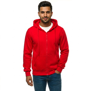 Sudadera con Capucha Roja Personalizada para Hombre OEM, Sudadera con Capucha de Algodón 100% Transpirable para Hombre, Ropa de Calle - Product Image 1