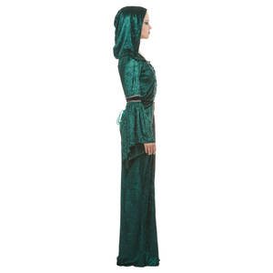 Disfraz de Mago Renacentista Verde para Mujer, Manga Larga, con Capucha, de Poliéster, para Fiesta de Disfraces - Product Image 4