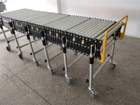 Convoyeur à rouleaux en acier au carbone flexible/extensible par gravité pour entrepôt logistique, rouleaux de 50 mm, capacité de charge de 80 kg/m, 15,3 m