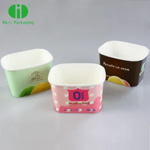 Recipiente de pared individual para helado, vasos de papel para yogur