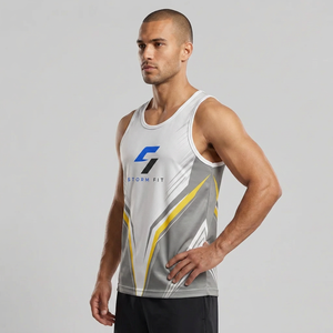 Débardeur sans manches pour homme Storm Fit, impression sublimée, 100 % polyester, séchage rapide, col rond, vêtements de sport pour la gym et les entraînements - Product Image 4