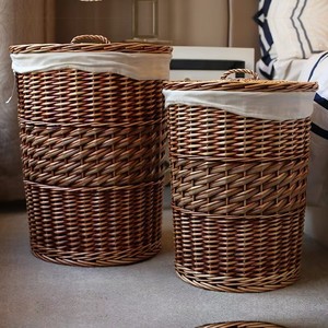 Cesto Redondo de Mimbre <span class=keywords><strong>para</strong></span> <span class=keywords><strong>Ropa</strong></span>, Cesto de Lavandería Tejido de Jacinto de Agua con Tapa - Product Image 3
