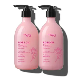 Rongyao özel etiket şampuan üreticisi şampuan Anti kıvırcık saç güçlendirilmesi gül yağı özü koku şampuan