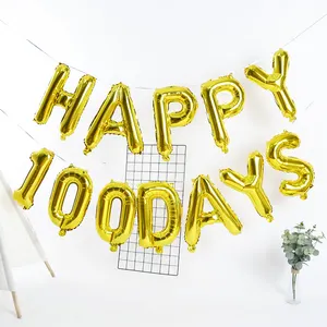 Лидер продаж, фольгированный шар в форме счастливого дня рождения 100 дней, баннер с буквами на годовщину или день рождения ребенка, украшение для вечеринки, набор шаров с буквами