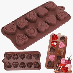 Moules <span class=keywords><strong>en</strong></span> silicone antiadhésifs pour chocolats <span class=keywords><strong>en</strong></span> <span class=keywords><strong>forme</strong></span> <span class=keywords><strong>de</strong></span> cœur et <span class=keywords><strong>de</strong></span> rose, 10 modèles, pour la Saint-Valentin, pour bonbons, gommes et glaçons DIY - Product Image 1