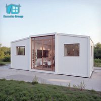 Bureau préfabriqué à faible coût écologique à distance pliable paquet plat 2 chambres à coucher 40ft maison conteneur extensible avec salle de bain cuisine