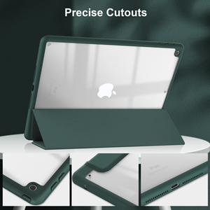 Étui fin pour <span class=keywords><strong>iPad</strong></span> 9,7 pouces 2025, TPU ultra transparent + dos en acrylique, revêtement avant doux au toucher, fonction de réveil/veille magnétique, emplacement pour stylet JUNCHI - Product Image 3