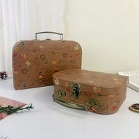 Boîte de rangement en carton personnalisée avec poignée antique et miroir, doublure en éponge pour jouets, chaussettes, cosmétiques - Conception sur mesure