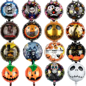 Balon Foil Dekorasi Pesta Anak, Mainan Balon Halloween Bahagia Anak-anak