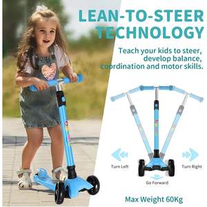 SKY-TOUCH Scooter plegable de 3 ruedas para niños, luces LED intermitentes, altura ajustable para niños y niñas de 2 a 12 años, Material de acero duradero - Product Image 2
