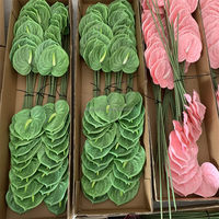 B-808 Fleurs en gros pour décoration de mariage, fleurs d'anthurium en latex à toucher réel, arrangements floraux, anthurium rose à tête unique