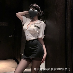 Sexy policewoman uniform lingerie set for women, perfect for late-night flirting. - Product Image 1