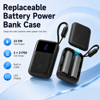 Batterie externe rechargeable 10000mAh avec cellules 21700, chargeur portable 22.5W avec câble intégré pour les voyages et les situations d'urgence