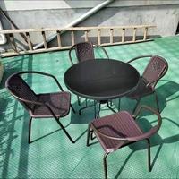 Ensemble de table et de chaises pliantes d'extérieur en verre et en fer forgé moderne pour balcon, cour, petit jardin