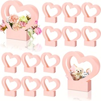 Panier à fleurs en forme de cœur rose élégant de grande capacité, sac cadeau en papier pour bouquet et fête, vente en gros