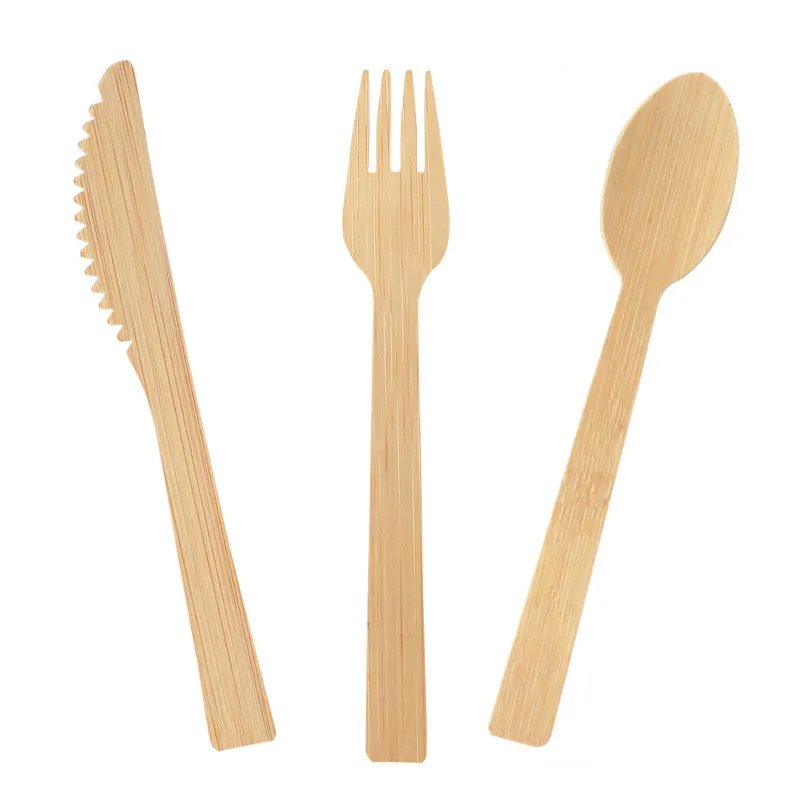 Wholesale Good Quality Disposable Cutlery Set 170cm Biodegradable Bamboo Handle Cutlery Utensil For Wedding Party
