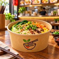 Bols à emporter en papier kraft imprimés sur mesure avec couvercles en PET 8oz et 24oz Contenants alimentaires recyclables pour salades et soupes