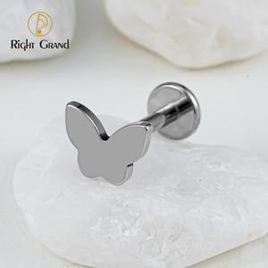 Droite Grand ASTM F136 Titane 16G Belle Minimaliste Allmatch Papillon Labret Boucle D'oreille Helix Tragus Stud Lip <span class=keywords><strong>Piercing</strong></span> Bijoux - Product Image 5