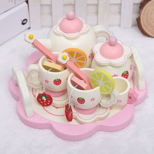 Cadeaux pour enfants, accessoires de cuisine, ensemble de thé et de desserts en bois pour les petites filles - Product Image 4