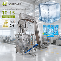 Ligne de remplissage, scellage et emballage verticale à grande vitesse pour glace en tubes et glaçons de 1KG et 2KG, pour l'hôtellerie, la restauration et l'industrie du glace, avec pesage à deux têtes