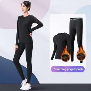 Dkr. Yoga Kıyafetleri Bayan Sıcak Polar Astarlı 2 1 Bisiklet Yaka Fitness Kış Sporları Koşu Takımı Çabuk Kuruyan Üst Uzun Kollu Dar - Product Image 6
