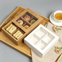 Boîte cadeau carrée portable multi-compartiments avec fenêtre transparente, personnalisable, 2/3/4 séparations, impression quadricolore sur papier kraft