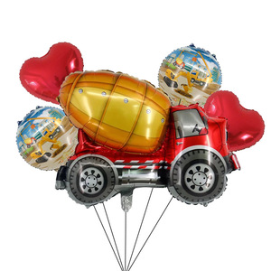 Set de Globos con Temática de Vehículos, Decoración para Fiesta de Cumpleaños de Niños, Globos de Dibujos Animados de Bulldozer, Excavadora, Grúa, Camión de Cemento y Tractor - Product Image 3