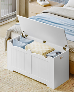 Banc de rangement en bois avec 2 charnières de sécurité-<span class=keywords><strong>Coffre</strong></span> organisateur relevable pour entrée, chambre et salon - Product Image 2