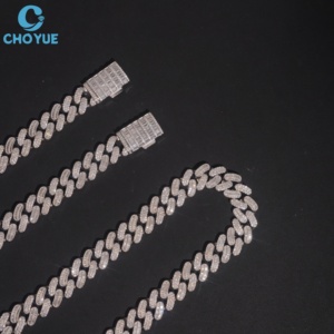Thick Heavy 925 Silver Moissanite Cuban Link <b>Chain</b> 925 Sterling Silver Luxury Hip Hop Jewelry Wholesale <b>Iced</b> <b>Out</b> Necklace - Product Image 3