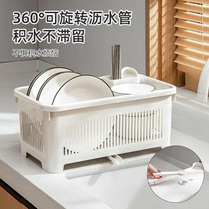 Escurridor de platos de cocina de gran capacidad, estante de plástico para platos, forma cuadrada, cesta de drenaje multiusos para almacenamiento en el fregadero - Product Image 5