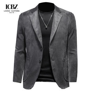 <span class=keywords><strong>Veste</strong></span> de tailleur rétro en velours côtelé pour hommes pour l'automne et l'hiver fermeture simple boutonnage grande taille haut décontracté une pièce - Product Image 5