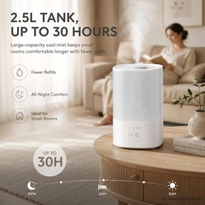 Humidificateur d'air ultrasonique intelligent à remplissage par le haut, grande capacité, brume froide et chaude, lumière LED, ions négatifs pour la maison et la chambre - Product Image 3