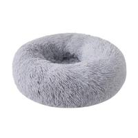 Vente en gros de lits pour chiens, lits pour animaux de compagnie en forme de beignet, lits ronds en peluche longue pour chats, accessoires colorés pour animaux de compagnie, accessoires lavables pour chiens, tapis pour chiens