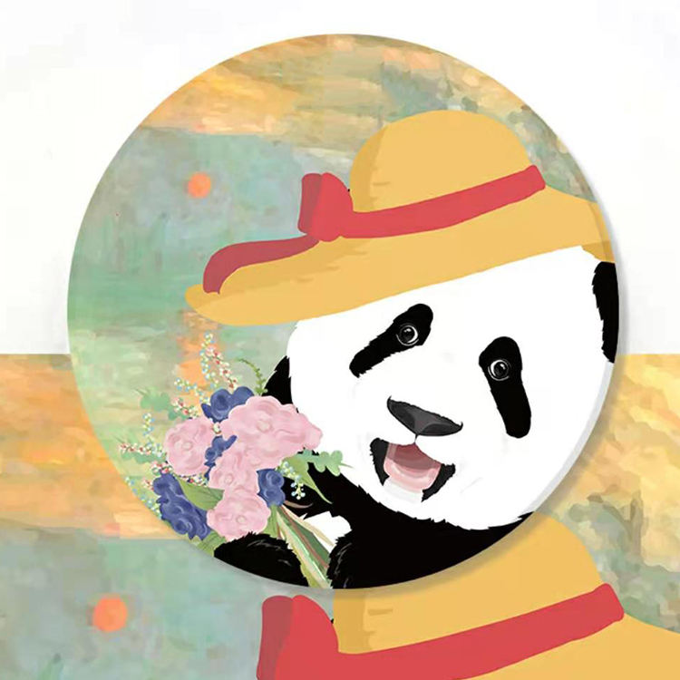 แพนด้าถือดอกไม้