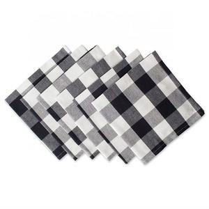 Lot de serviettes et sets de table en coton et lin à carreaux noirs et blancs pour hôtels, restaurants et banquets (vente en gros) - Product Image 1