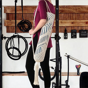 Large Size Cotton Non-Slip 6mm Thick Crochet Macrame Yoga Mat <b>Bag</b> 68cm Tote Sling Fits Most Yoga Mats - Product Image 3