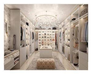 خزانة ملابس حديثة التصميم بيضاء اللون من الخشب المضغوط مع باب منزلق لغرفة النوم - Product Image 4