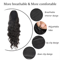 Extensions de queue de cheval à cordon en cheveux humains ondulés, 100 % cheveux naturels Remy, extensions à clipser pour femme, 100 g