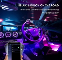 Mikrofon App-control RGB Dash LED Kit lampu Strip tahan air ponsel pintar musik sinkronisasi pencahayaan untuk mobil 12V DC USB mobil