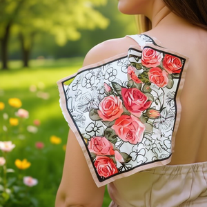 Fazzoletto Quadrato con Stampa Floreale 70x70Cm, Accessorio Moda Donna - Product Image 3